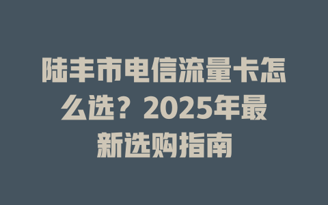 陆丰市电信流量卡怎么选？2025年最新选购指南