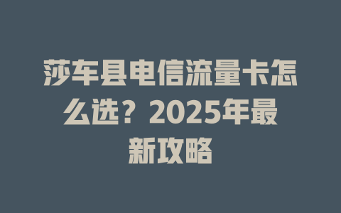 莎车县电信流量卡怎么选？2025年最新攻略
