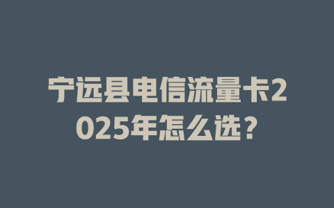宁远县电信流量卡2025年怎么选？