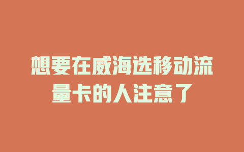 想要在威海选移动流量卡的人注意了