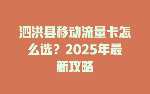 泗洪县移动流量卡怎么选？2025年最新攻略