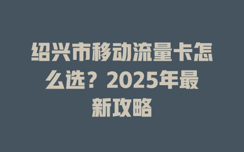绍兴市移动流量卡怎么选？2025年最新攻略