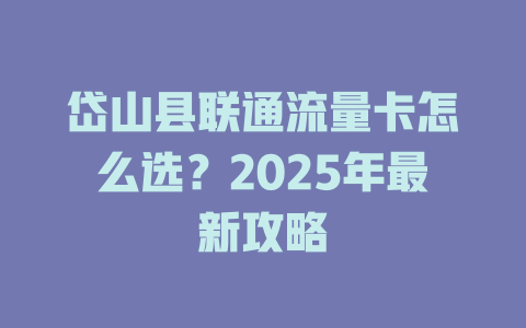 岱山县联通流量卡怎么选？2025年最新攻略