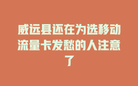 威远县还在为选移动流量卡发愁的人注意了