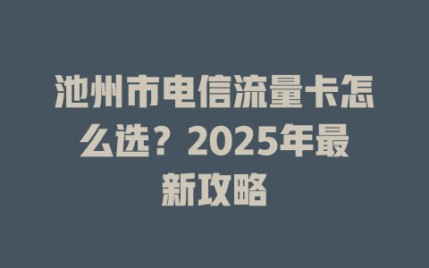 池州市电信流量卡怎么选？2025年最新攻略