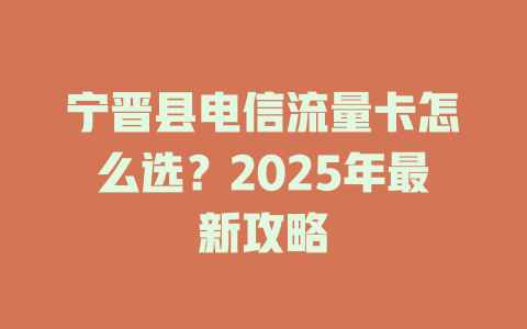 宁晋县电信流量卡怎么选？2025年最新攻略