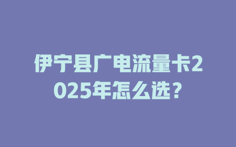 伊宁县广电流量卡2025年怎么选？