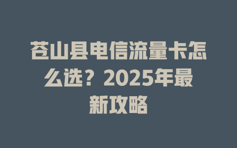 苍山县电信流量卡怎么选？2025年最新攻略