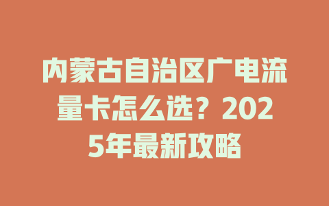 内蒙古自治区广电流量卡怎么选？2025年最新攻略