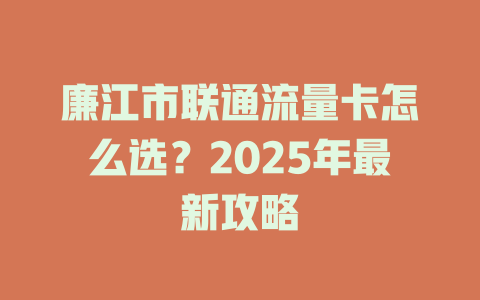 廉江市联通流量卡怎么选？2025年最新攻略