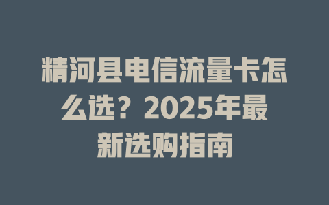 精河县电信流量卡怎么选？2025年最新选购指南