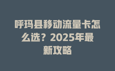 呼玛县移动流量卡怎么选？2025年最新攻略