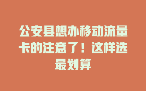 公安县想办移动流量卡的注意了！这样选最划算