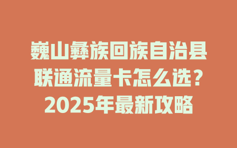 巍山彝族回族自治县联通流量卡怎么选？2025年最新攻略