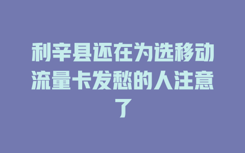 利辛县还在为选移动流量卡发愁的人注意了