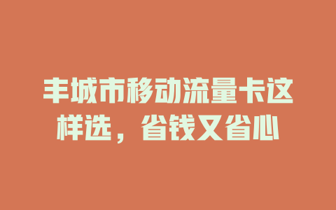 丰城市移动流量卡这样选，省钱又省心