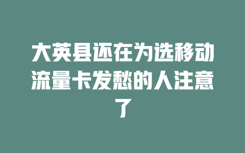 大英县还在为选移动流量卡发愁的人注意了