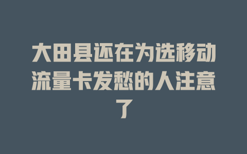 大田县还在为选移动流量卡发愁的人注意了