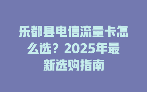 乐都县电信流量卡怎么选？2025年最新选购指南