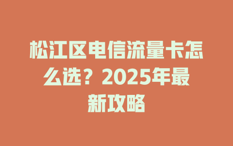 松江区电信流量卡怎么选？2025年最新攻略