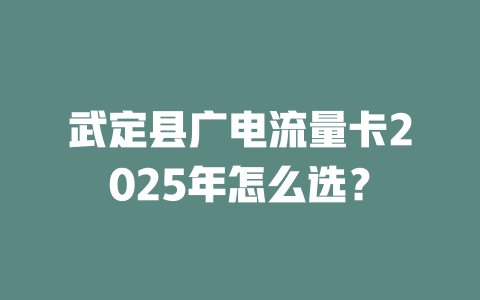 武定县广电流量卡2025年怎么选？