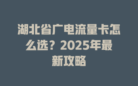 湖北省广电流量卡怎么选？2025年最新攻略