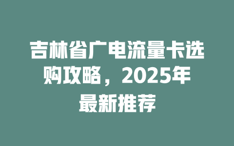 吉林省广电流量卡选购攻略，2025年最新推荐