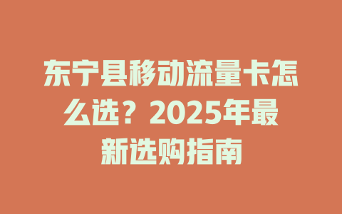 东宁县移动流量卡怎么选？2025年最新选购指南