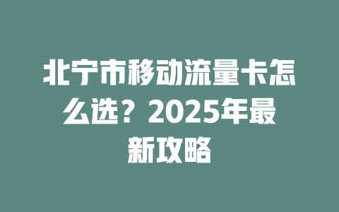 北宁市移动流量卡怎么选？2025年最新攻略