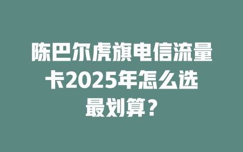 陈巴尔虎旗电信流量卡2025年怎么选最划算？