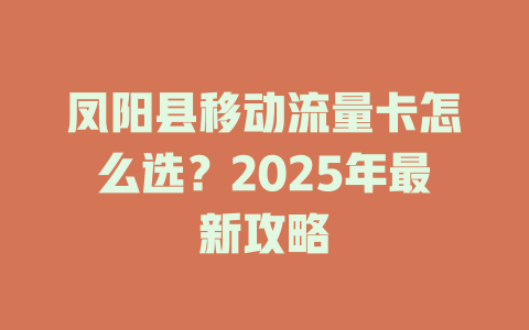 凤阳县移动流量卡怎么选？2025年最新攻略