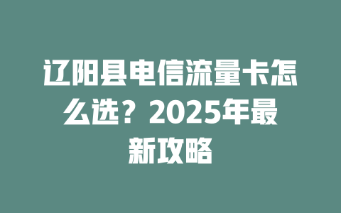 辽阳县电信流量卡怎么选？2025年最新攻略