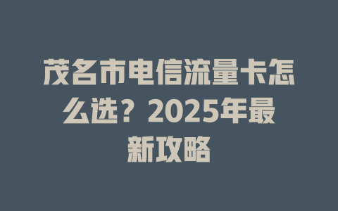 茂名市电信流量卡怎么选？2025年最新攻略