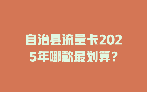 自治县流量卡2025年哪款最划算？