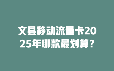 文县移动流量卡2025年哪款最划算？