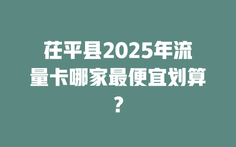 茌平县2025年流量卡哪家最便宜划算？