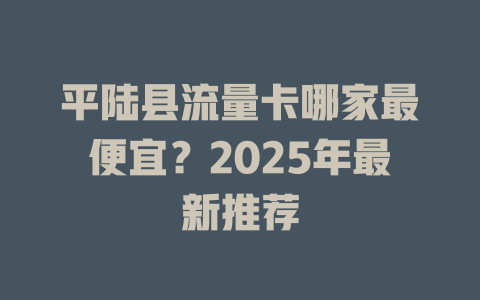 平陆县流量卡哪家最便宜？2025年最新推荐