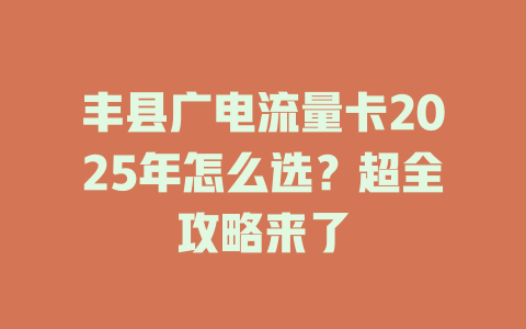 丰县广电流量卡2025年怎么选？超全攻略来了