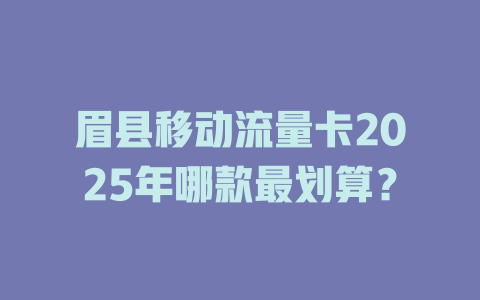 眉县移动流量卡2025年哪款最划算？