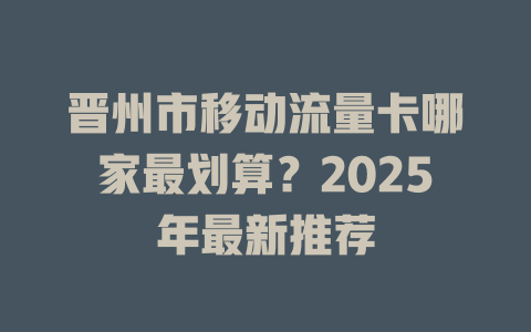 晋州市移动流量卡哪家最划算？2025年最新推荐