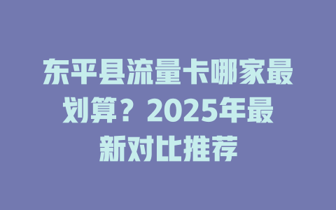 东平县流量卡哪家最划算？2025年最新对比推荐