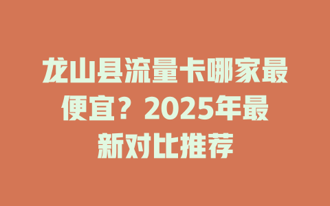 龙山县流量卡哪家最便宜？2025年最新对比推荐