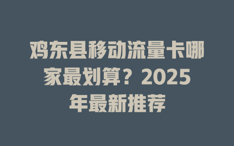 鸡东县移动流量卡哪家最划算？2025年最新推荐