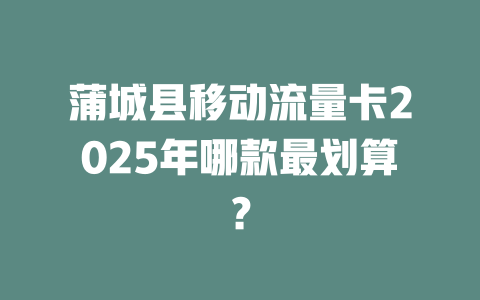 蒲城县移动流量卡2025年哪款最划算？