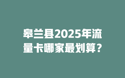 皋兰县2025年流量卡哪家最划算？