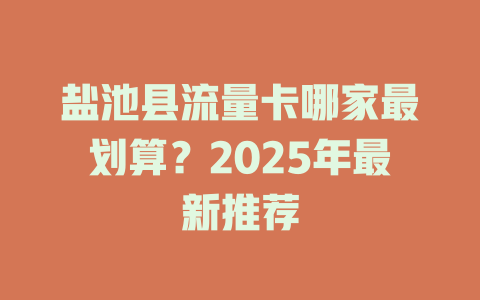 盐池县流量卡哪家最划算？2025年最新推荐