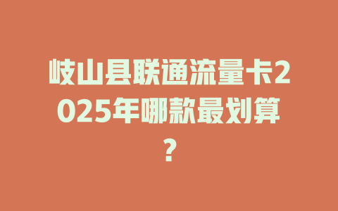 岐山县联通流量卡2025年哪款最划算？