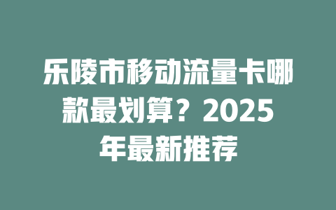 乐陵市移动流量卡哪款最划算？2025年最新推荐