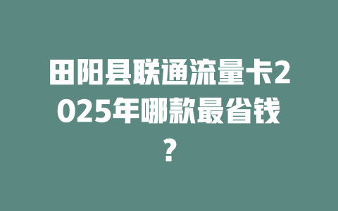 田阳县联通流量卡2025年哪款最省钱？