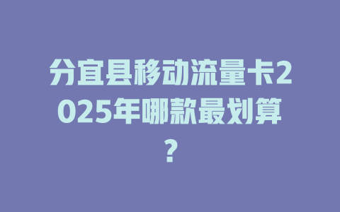 分宜县移动流量卡2025年哪款最划算？